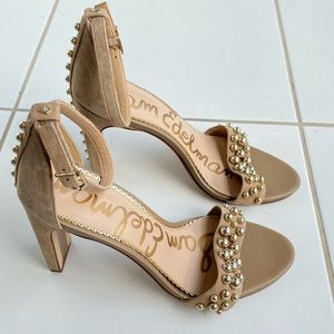 Sam Edelman Suede heels with gold studs 8.5